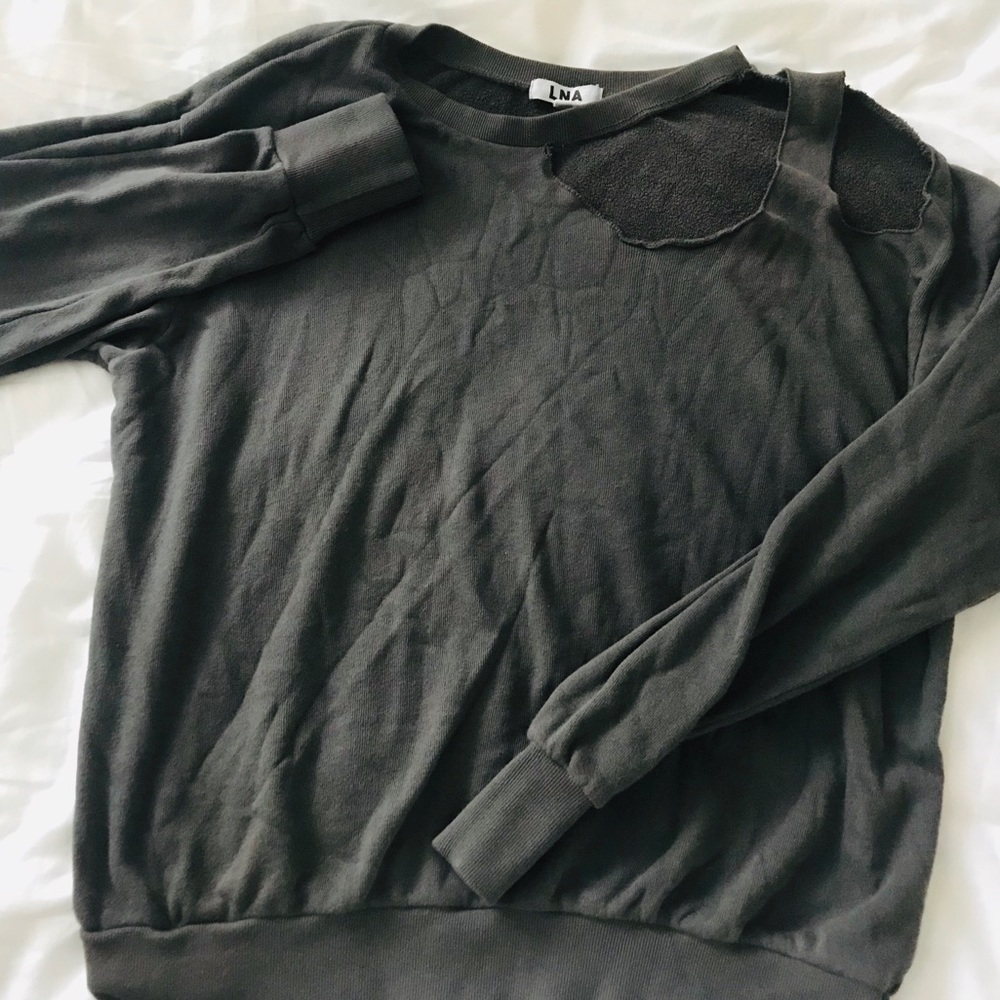 LNA Grey Ripped Sweater